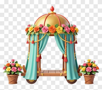 Colorful Floral Wedding Mandap PNG