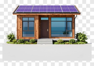 Eco House With Solar Panels PNG