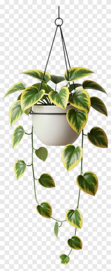 Hanging Potted Plant With Green Leaves PNG