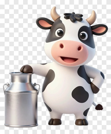 Cartoon Cow Holding A Milk Can PNG