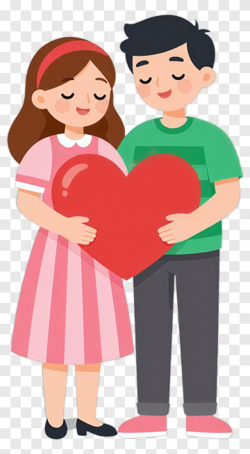 Happy Couple Holding A Heart PNG