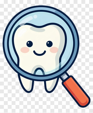 Cartoon Tooth Under A Magnifying Glass PNG