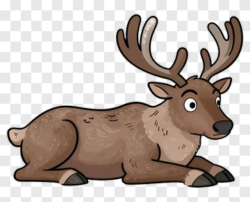 Cartoon Reindeer Lying Down PNG
