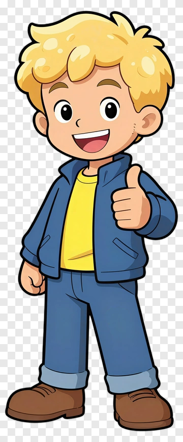 Cartoon Boy Giving A Thumbs Up PNG