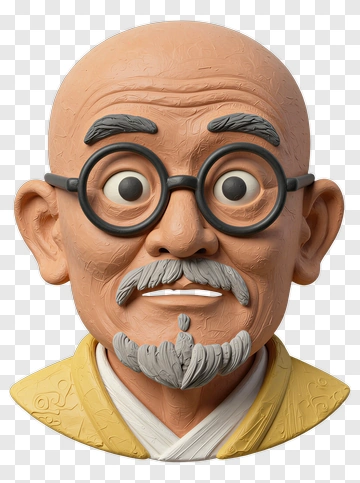 3D Cartoon Elderly Man With Glasses PNG