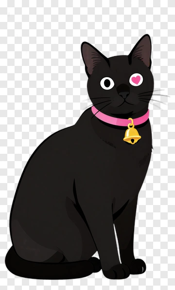 Cartoon Black Cat With Heart-Shaped Eye PNG