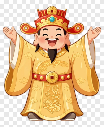 Cartoon Happy God Of Wealth PNG