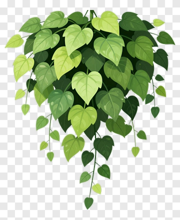 Colorful Hanging Plant With Heart-Shaped Leaves PNG