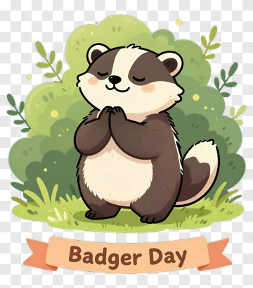 Cute Badger Celebrating Badger Day PNG