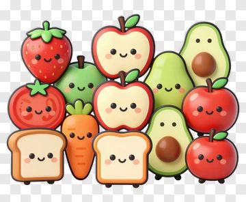 Colorful Cartoon Food Characters PNG
