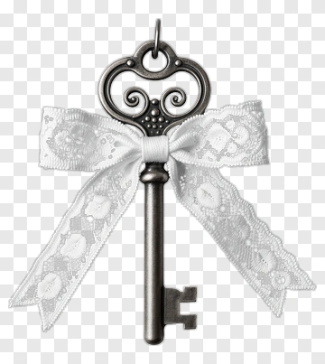 Decorative Key With White Ribbon PNG