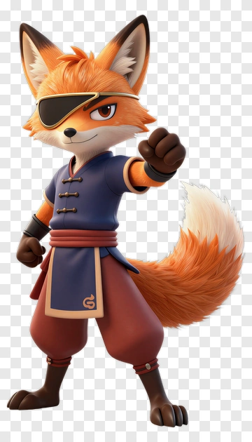 3D Fox Character In A Ninja Outfit PNG