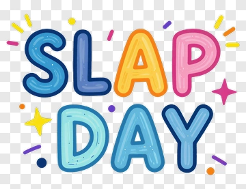 Colorful Slap Day Text With Decorative Elements PNG