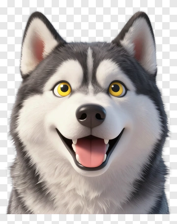Cartoon Siberian Husky Dog Smiling PNG