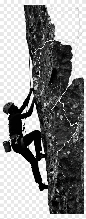 Climber Scaling A Rock Face PNG