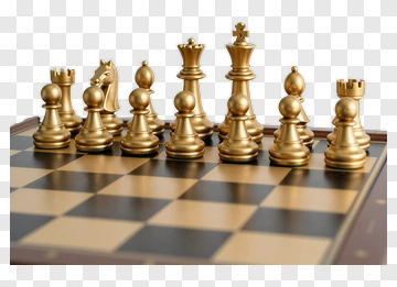 Gold Chess Pieces On A Checkerboard PNG