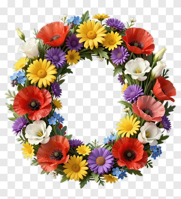 Colorful Floral Wreath PNG