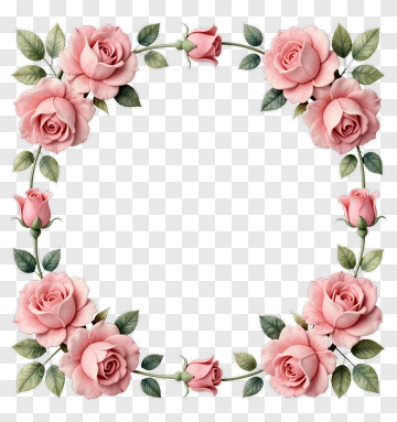 Pink Rose Floral Frame PNG