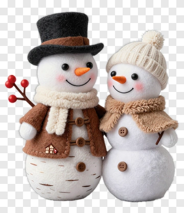 Happy Snowman Couple In Winter Attire PNG