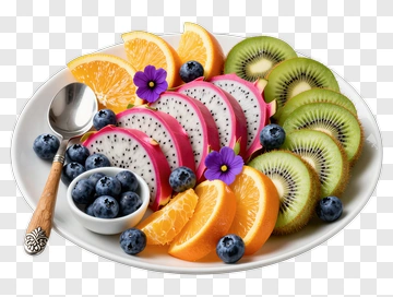 Colorful Fruit Platter With Blueberries And Kiwi PNG