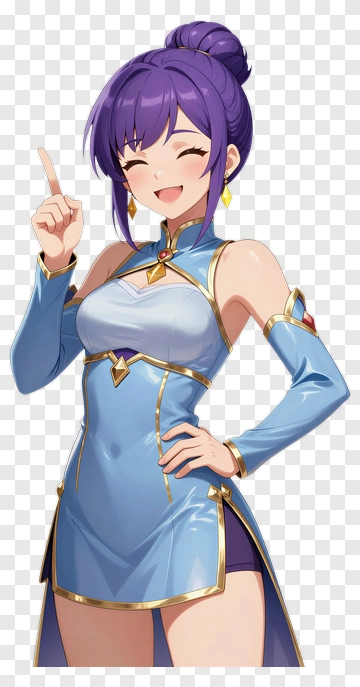 Smiling Woman In Blue Dress With A Gesture PNG