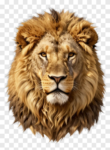 Realistic Lion Head Portrait PNG