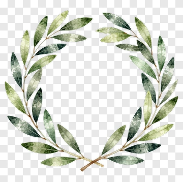 Watercolor Olive Leaf Wreath PNG