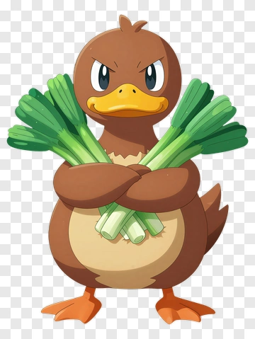 Cartoon Duck Holding Leeks PNG