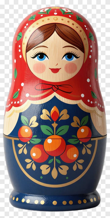 Matryoshka Doll With Floral Design PNG
