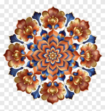 Colorful Floral Mandala Design PNG