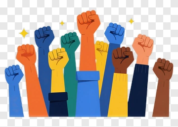 Colorful Raised Fists In Unity PNG