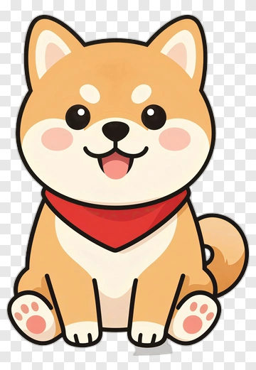 Cartoon Shiba Inu Dog With Red Bandana PNG
