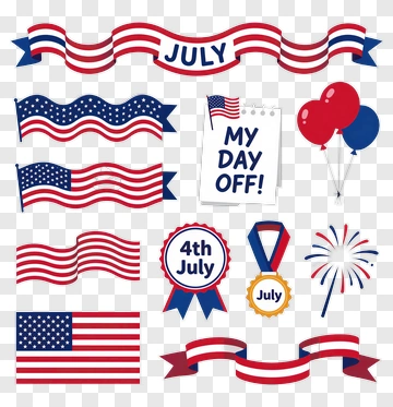4Th Of July Celebration Elements PNG