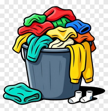 Colorful Laundry Basket Filled With Clothes PNG