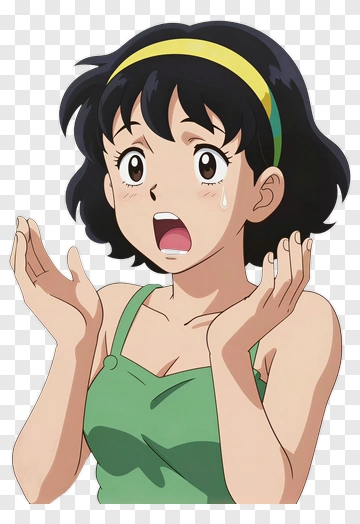 Surprised Girl With Short Black Hair PNG