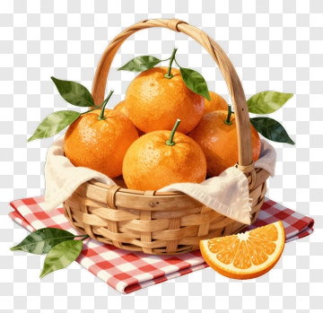 Basket Of Fresh Oranges PNG