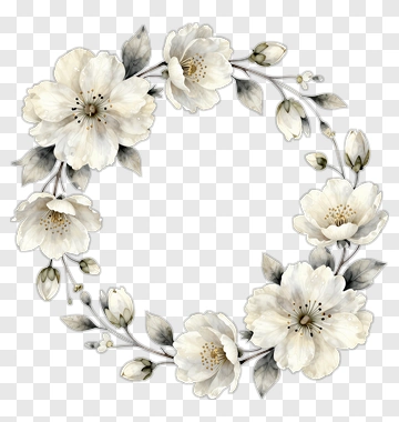 Floral Wreath With White Flowers PNG