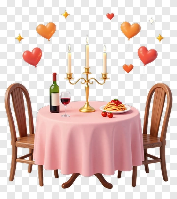 Romantic Dinner Table Setting PNG