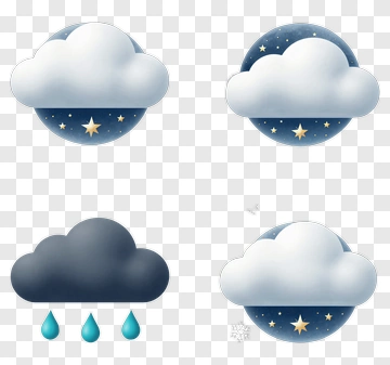 Weather Icons Featuring Clouds And Rain PNG
