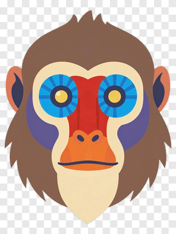 Colorful Cartoon Monkey Face PNG