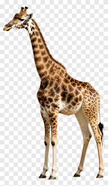 Realistic Giraffe Standing PNG