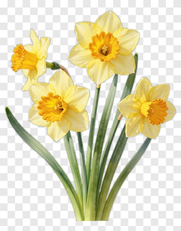 Yellow Daffodil Flowers PNG