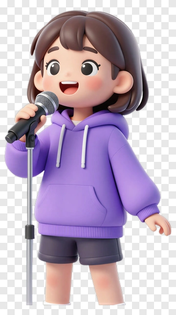 Cartoon Girl Singing Into A Microphone PNG