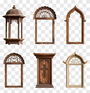 Wooden Frames With Decorative Designs PNG