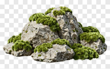 Rocky Formation Covered With Green Moss PNG