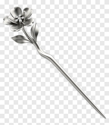 Silver Flower Hairpin PNG