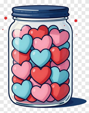 Jar Of Colorful Hearts PNG
