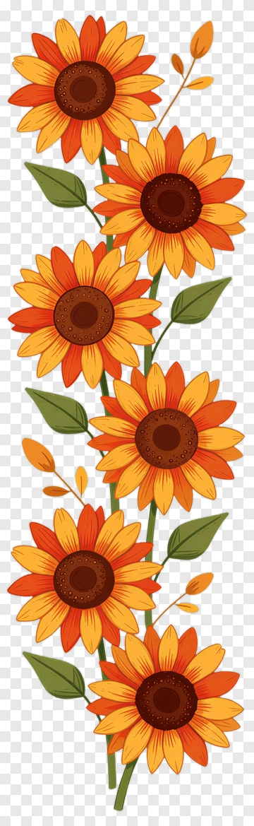 Colorful Sunflower Bouquet PNG
