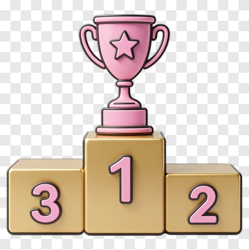 Trophy On Winner's Podium With First, Second, And Third Place PNG