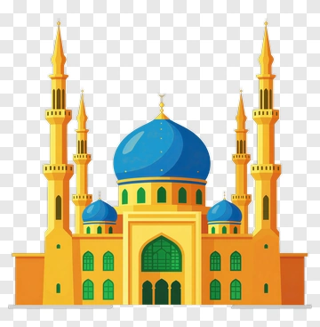 Colorful Mosque With Blue Dome And Tall Minarets PNG